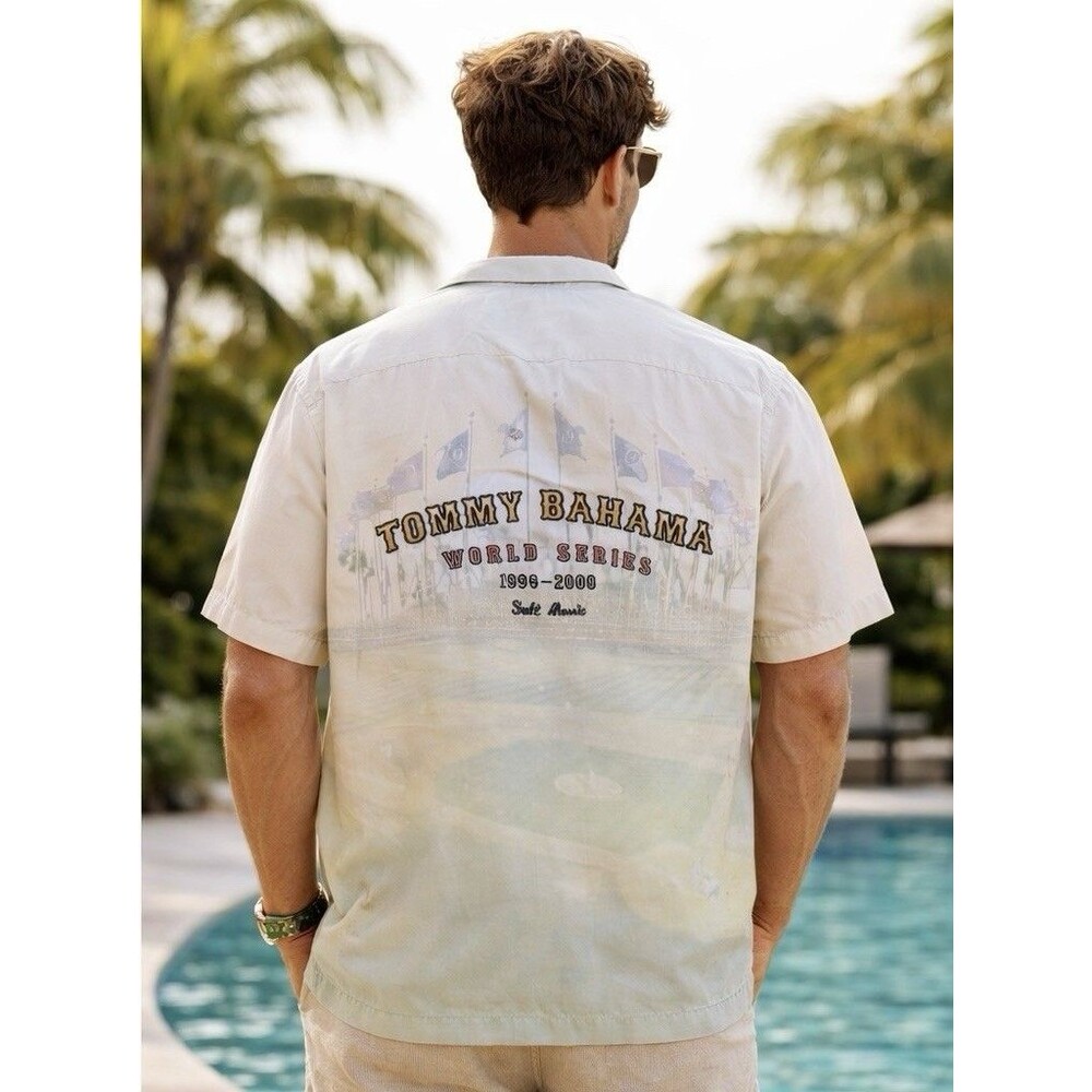 Tommy Bahama Shirt Mens L MLB World Series 2009 Championship Games Stadium Silk
